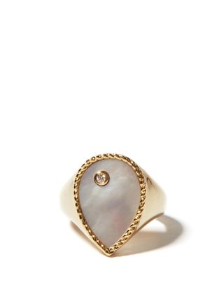 Yvonne Léon + Diamond and Mother of Pearl Gold Ring
