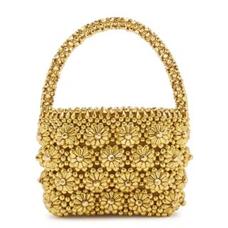 Shrimps + Shelly Gold Beaded Top Handle Bag