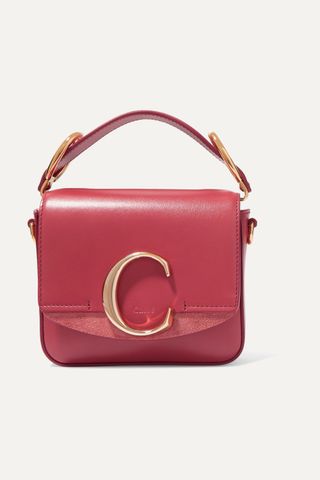 Chloé + C Mini Suede-Trimmed Leather Shoulder Bag