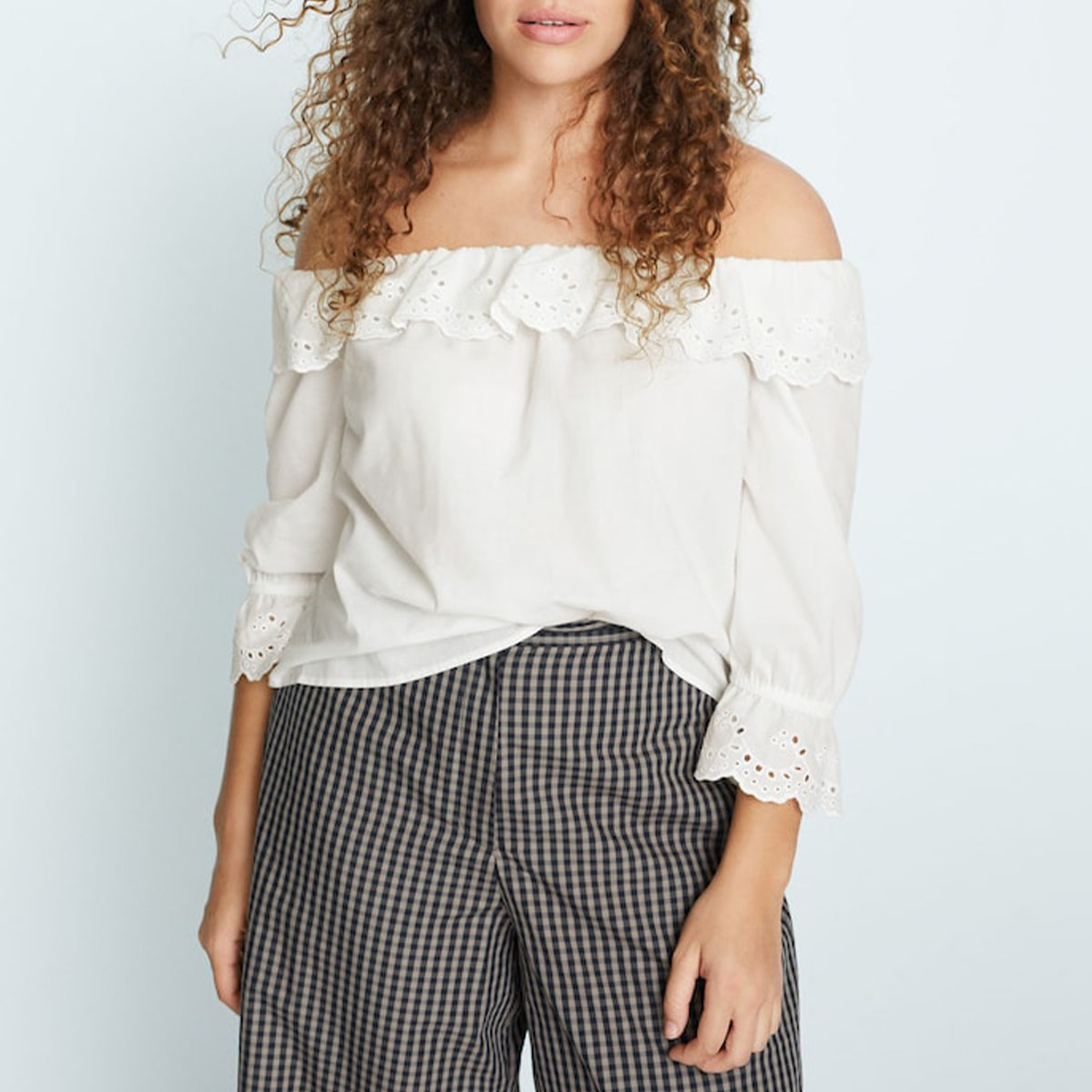Violeta by Mango + Openwork Off-Shoulder Blouse