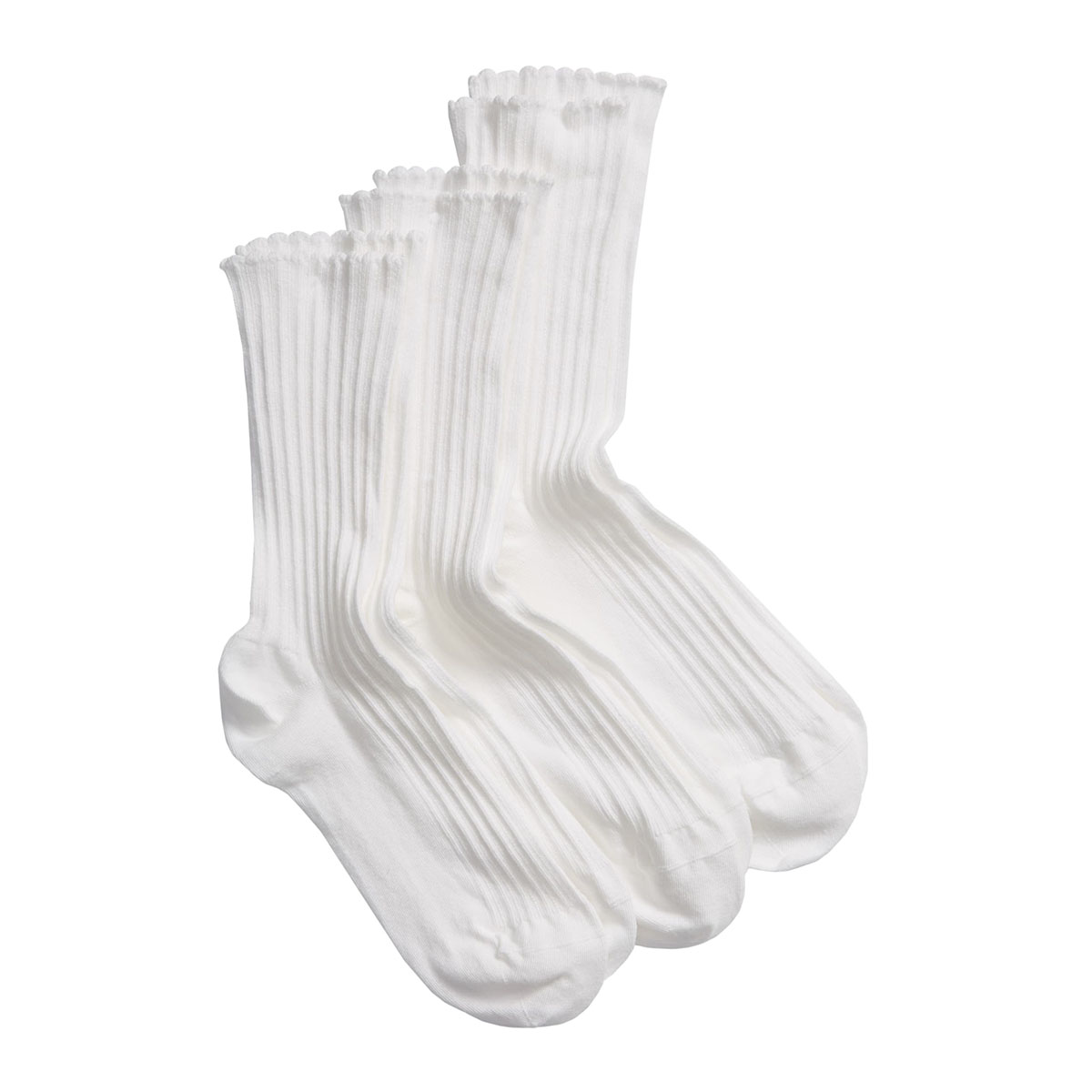 Hue + 3-Pack Scalloped Rib Crew Socks