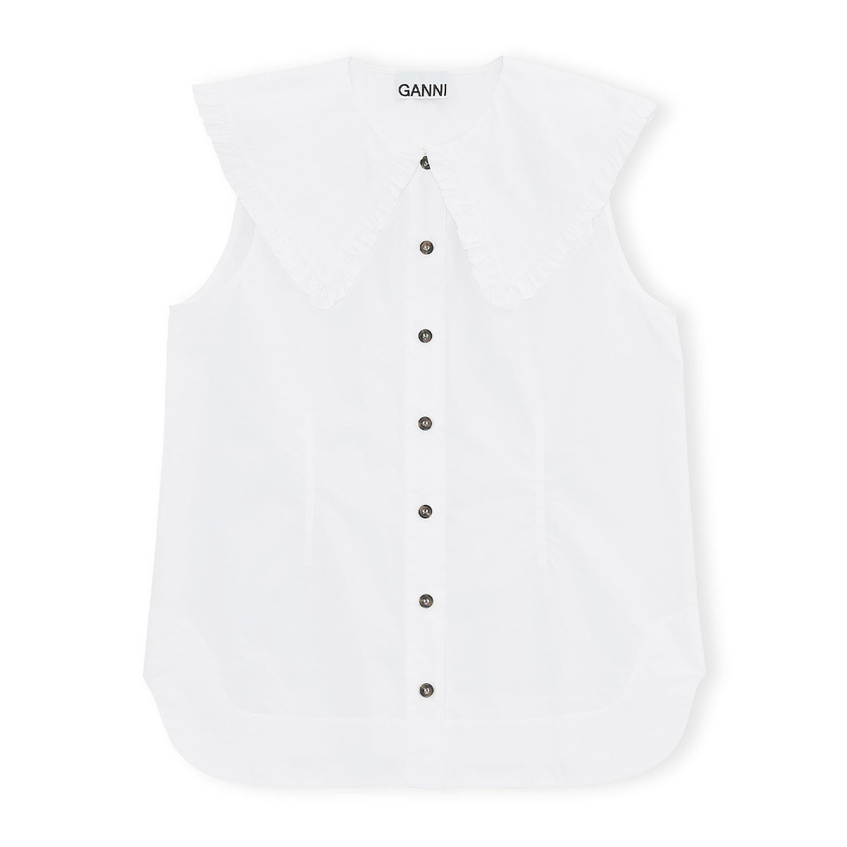 Ganni + Ruffle Collar Poplin Tank