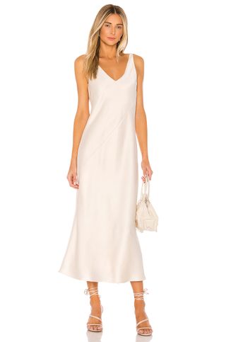 Line & Dot + Loulou Satin Dress in Cream