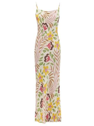 Rhode + Jemima Floral-Print Crepe De Chine Slip Dress