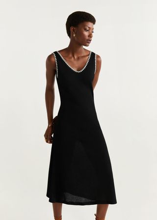 Mango + Embroidered Detail Dress - Women | Mango Usa