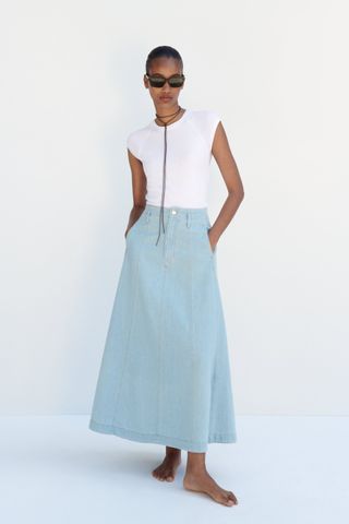 Zara + Denim Cape Skirt