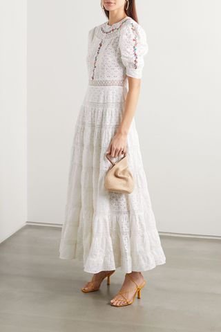 Rixo + Skylar Tiered Lace-Paneled Embroidered Broderie Anglaise Cotton Maxi Dress