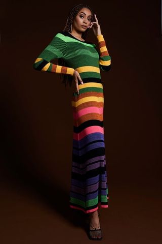 Christopher John Rogers + Rainbow Stripe Dress