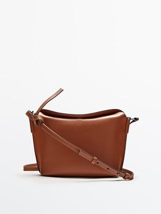 Massimo Dutti + Leather Crossbody Bag With Seam Details