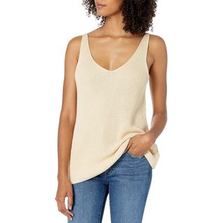 The Drop + Claire Double V-Neck Textured Rib Sweater Tank