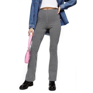 Topshop + Flare Leg Gingham Trousers
