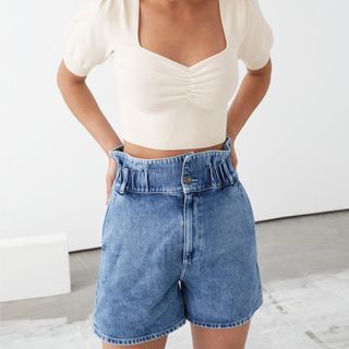 & Other Stories + Paperbag Waist Jeans Shorts