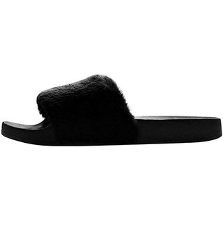 GPOS + Faux Fur Flat Slide Sandals
