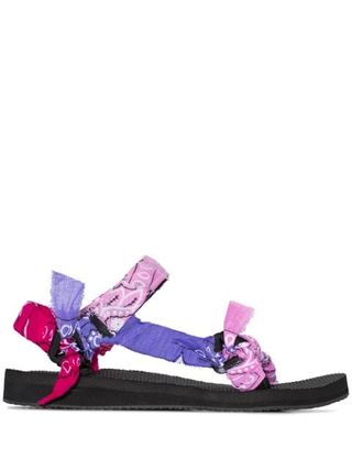Arizona Love + Pink and Purple Bandana Knotted Flat Sandals