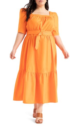 Eloquii + Belted Stretch Poplin Dress