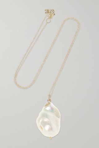 Mateo + 14-Karat Gold Pearl and Diamond Necklace