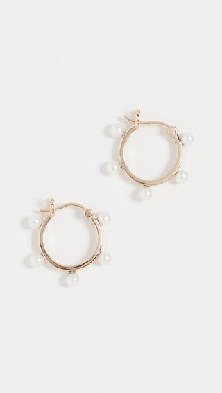 Mateo + 14k Freshwater Cultured Pearl Dot Hoop Earrings