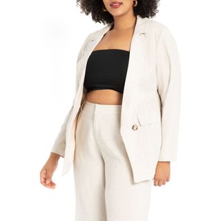 Eloquii + Long Linen 
Cotton Blazer