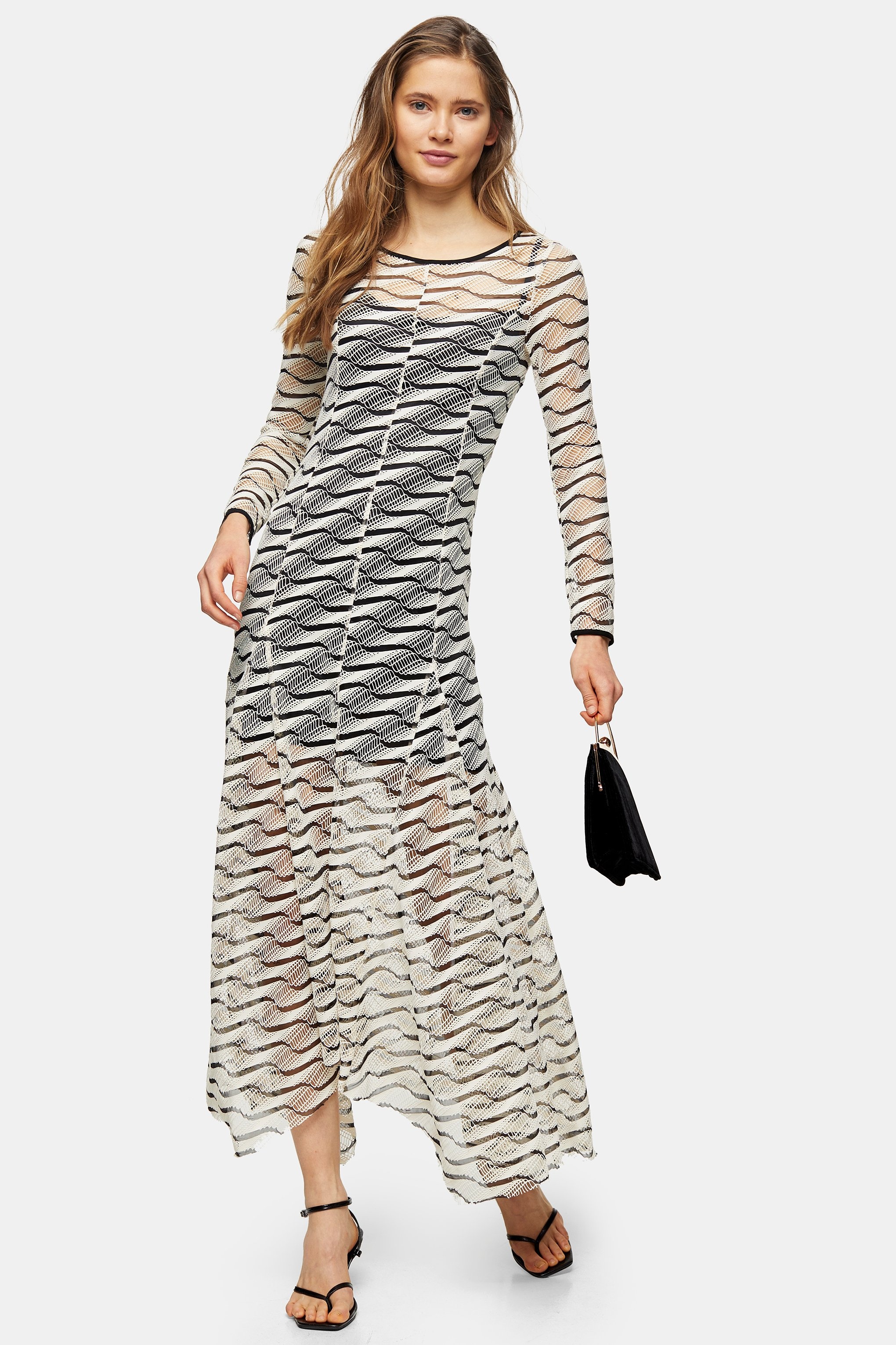 Topshop + Ecru Airtex Mesh Midi Dress