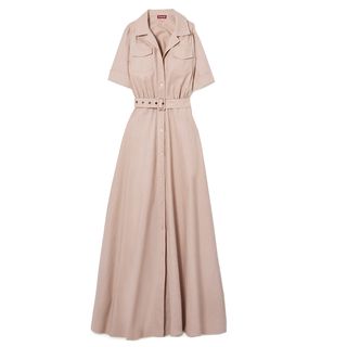 Staud + Millie Belted Linen-Blend Maxi Shirt Dress