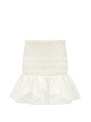 Sir + Arlo Smocked Cotton-Twill Mini Skirt