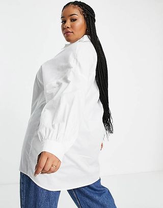 Vero Moda Curve + Organic Cotton Oversized Shirt in White