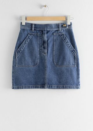& Other Stories + Patch Pocket Denim Mini Skirt