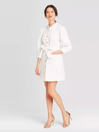 Who What Wear + Puff 3/4 Sleeve Button-Down Dress