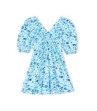 Ganni + Printed Cotton Poplin Mini Dress