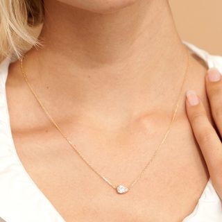 Vrai + Solitaire Pear Diamond Necklace