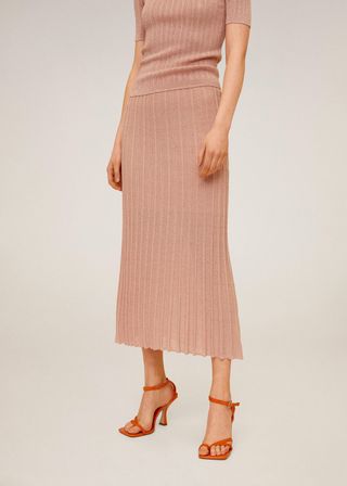 Mango + Pleated Midi Skirt