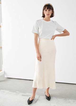 & Other Stories + Flowy Satin Midi Skirt