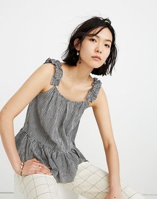 Madewell + Ruffle-Strap Cami Top in Gingham