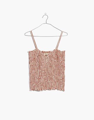 Madewell + Superlight Jacquard Smocked Tank Top in Stripe