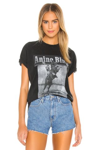 Anine Bing + Lili Wild and Free Tee in Washed Black