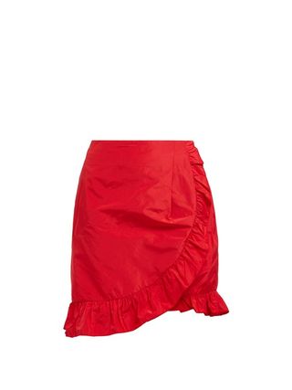 AlexaChung + Ruffle-Trimmed Taffeta Wrap Skirt