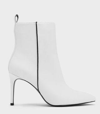 Charles & Keith + Two-Tone Pointed Toe Stiletto Heel Calf Boots