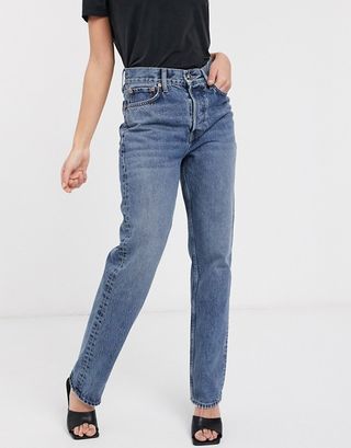 Topshop + Dad Jeans in Mid Wash