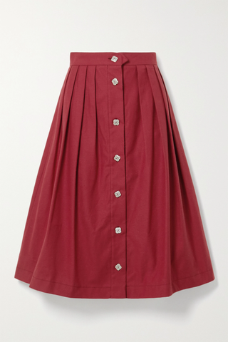 Giuliva Heritage + The Giovanna Pleated Cotton Midi Skirt