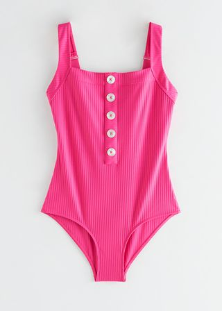 & Other Stories + Ribbed Button Up Swimsuit