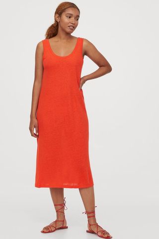 H&M + Fitted Linen-Blend Dress
