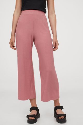 H&M + Ribbed Pants in Dusty Rose