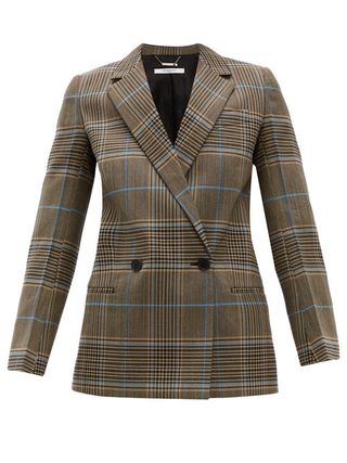 Givenchy + Checked Double-Breasted Wool-Blend Blazer