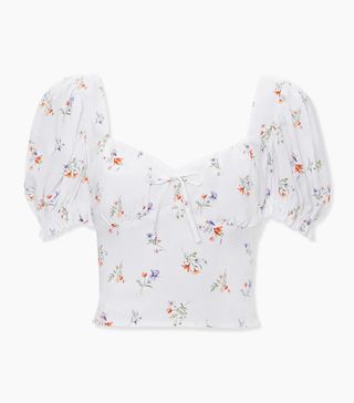 Forever 21 + Floral Print Puff-Sleeve Top