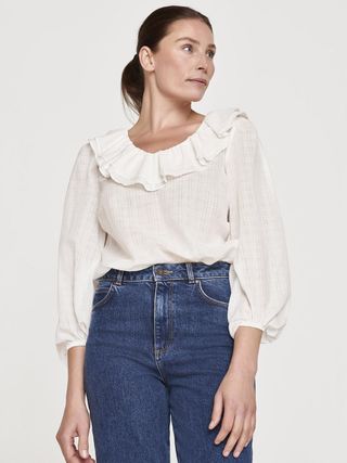 Thought + Dianella Organic Cotton Frill Neck Blouse