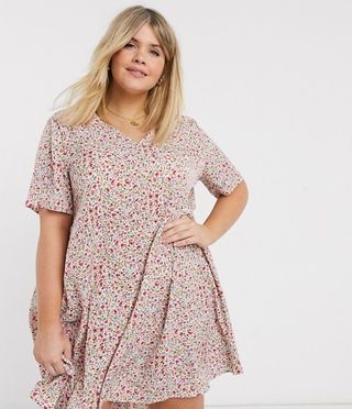 Ax Paris + V Neck Swing Dress in Ditsy Floral