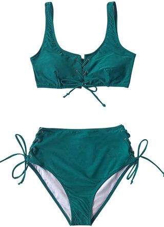 Cupshe + High Waisted Green Bikini Sets