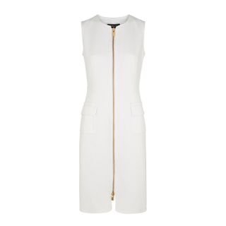 Paule Ka + White Textured Cotton-Blend Dress