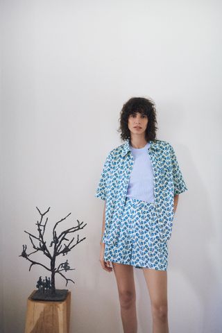Zara + Printed Bermuda Shorts