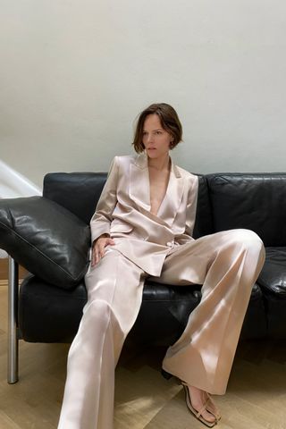 Zara + Limited Edition Wide-Leg Satin Trousers